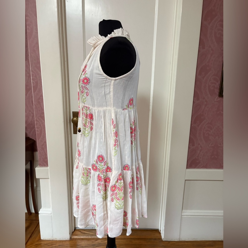 Oliphant Cream Dress with Pink Floral Details - Picture 5 of 13